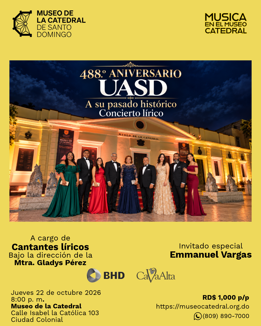 Concierto Lírico: 488.° Aniversario UASD en el Museo de la Catedral
